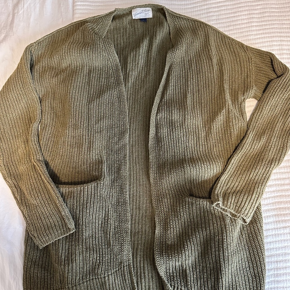 Universal Thread Olive Green Ribbed Knit Cardigan